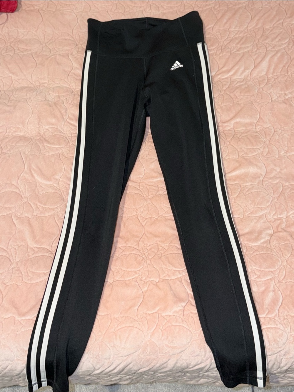 adidas Black Leggings with White Side Stripes